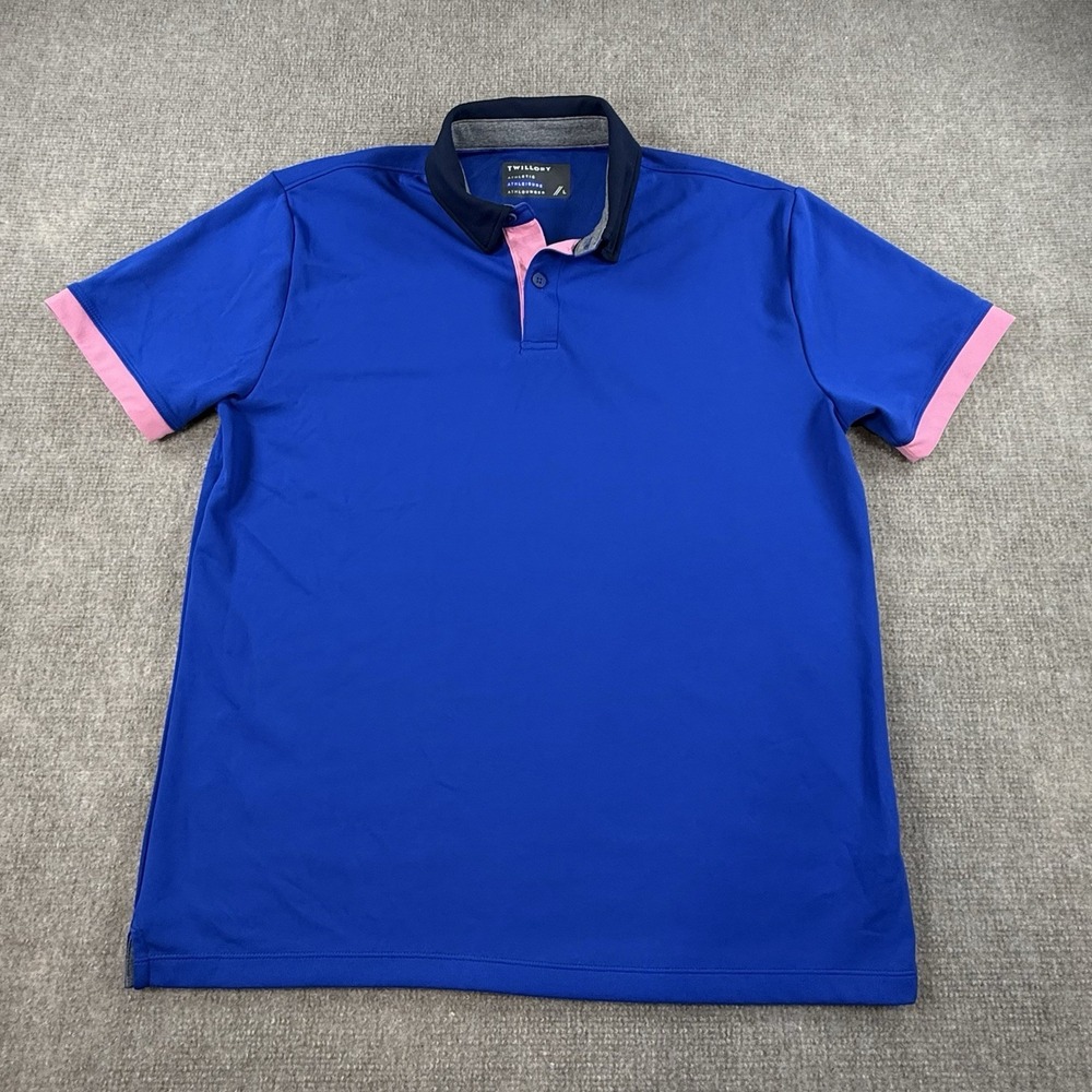 Twillory Shirt Mens Large Blue Colorblock Golf Polo Athleisure Performance